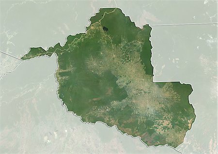 Satellite view of the State of Rondonia, Brazil. This image is from 2003 and compiled from data acquired by LANDSAT 7 satellite. Stock Photo - Rights-Managed, Code: 872-06160493
