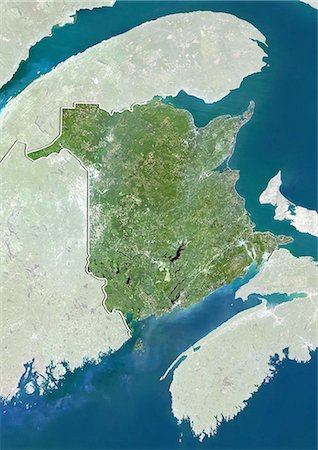 simsearch:872-06160529,k - Vue satellite du New Brunswick, Canada. Cette image a été compilée à partir de données acquises par les satellites LANDSAT 5 & 7. Photographie de stock - Rights-Managed, Code: 872-06160513