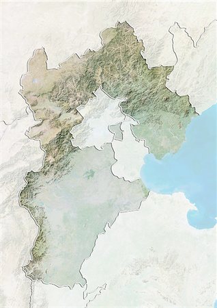 Relief map of the province of Hebei, China. This image was compiled from data acquired by LANDSAT 5 & 7 satellites combined with elevation data. Stock Photo - Rights-Managed, Code: 872-06160558