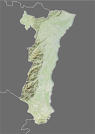 Relief map of Alsace, France. This image was compiled from data acquired by LANDSAT 5 & 7 satellites combined with elevation data. Foto de stock - Con derechos protegidos, Código: 872-06160604