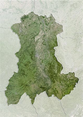 Satellite view of Auvergne, France. This image was compiled from data acquired by LANDSAT 5 & 7 satellites. Stock Photo - Rights-Managed, Code: 872-06160612
