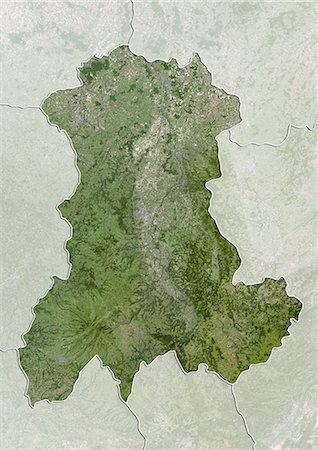 simsearch:872-06052819,k - Vue satellite de l'Auvergne, France. Cette image a été compilée à partir de données acquises par les satellites LANDSAT 5 & 7. Photographie de stock - Rights-Managed, Code: 872-06160612