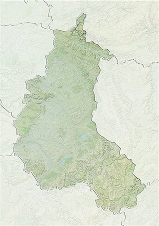 Relief map of Champagne-Ardenne, France. This image was compiled from data acquired by LANDSAT 5 & 7 satellites combined with elevation data. Foto de stock - Con derechos protegidos, Código: 872-06160623