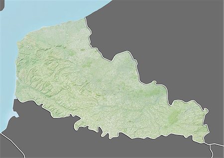 Relief map of Nord-Pas de Calais, France. This image was compiled from data acquired by LANDSAT 5 & 7 satellites combined with elevation data. Foto de stock - Con derechos protegidos, Código: 872-06160646