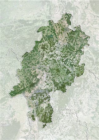 Satellite view of the State of Hesse, Germany. This image was compiled from data acquired by LANDSAT 5 & 7 satellites. Foto de stock - Direito Controlado, Número: 872-06160684
