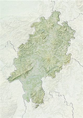 Relief map of the State of Hesse, Germany. This image was compiled from data acquired by LANDSAT 5 & 7 satellites combined with elevation data. Foto de stock - Direito Controlado, Número: 872-06160683