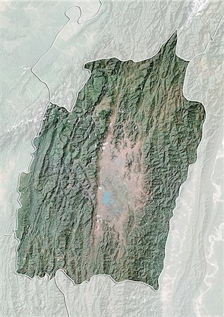 simsearch:872-06055335,k - Satellite view with bump effect of the State of Manipur, India. This image was compiled from data acquired by LANDSAT 5 & 7 satellites. Foto de stock - Con derechos protegidos, Código: 872-06160743