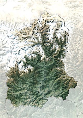 simsearch:872-06054222,k - Vue satellite de l'Etat du Sikkim, Inde. Cette image a été compilée à partir de données acquises par les satellites LANDSAT 5 & 7. Photographie de stock - Rights-Managed, Code: 872-06160758