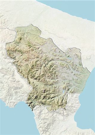 simsearch:872-06055393,k - Relief map of the region of Basilicata, Italy. This image was compiled from data acquired by LANDSAT 5 & 7 satellites combined with elevation data. Fotografie stock - Rights-Managed, Codice: 872-06160780