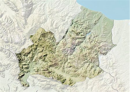 Relief map of the region of Molise, Italy. This image was compiled from data acquired by LANDSAT 5 & 7 satellites combined with elevation data. Foto de stock - Con derechos protegidos, Código: 872-06160807