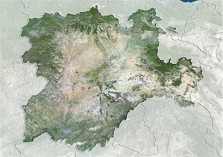 Satellite view of Castile and Leon, Spain. This image was compiled from data acquired by LANDSAT 5 & 7 satellites. Foto de stock - Con derechos protegidos, Código: 872-06160901