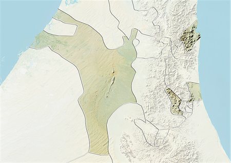 simsearch:872-06160932,k - Relief map of the Emirate of Sharjah, United Arab Emirates. This image was compiled from data acquired by LANDSAT 5 & 7 satellites combined with elevation data. Stock Photo - Rights-Managed, Code: 872-06160932