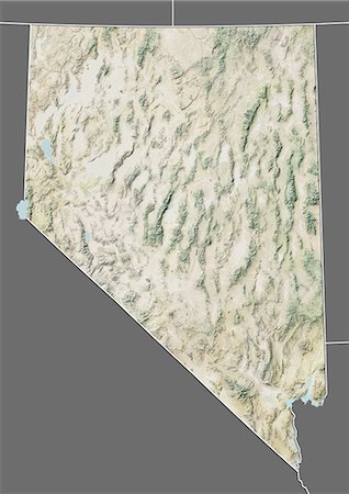 simsearch:872-06054739,k - Relief map of the State of Nevada, United States. This image was compiled from data acquired by LANDSAT 5 & 7 satellites combined with elevation data. Foto de stock - Con derechos protegidos, Código: 872-06161022