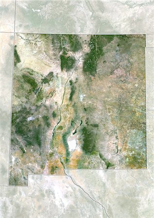 simsearch:872-06055120,k - Satellite view of the State of New Mexico, United States. This image was compiled from data acquired by LANDSAT 5 & 7 satellites. Foto de stock - Con derechos protegidos, Código: 872-06161033