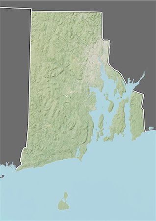 simsearch:872-06160786,k - Relief map of the State of Rhode Island, United States. This image was compiled from data acquired by LANDSAT 5 & 7 satellites combined with elevation data. Stock Photo - Rights-Managed, Code: 872-06161055