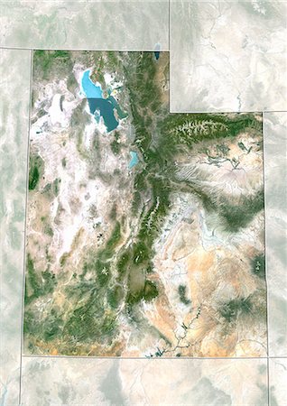 simsearch:872-06055091,k - Satellite view of the State of Utah, United States. This image was compiled from data acquired by LANDSAT 5 & 7 satellites. Stock Photo - Rights-Managed, Code: 872-06161072