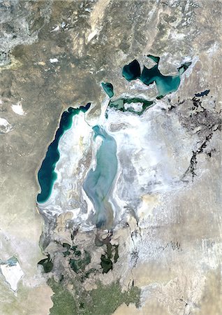 simsearch:872-08082786,k - Colour satellite image of the Aral Sea. Image taken in 2010. Stock Photo - Rights-Managed, Code: 872-08082708
