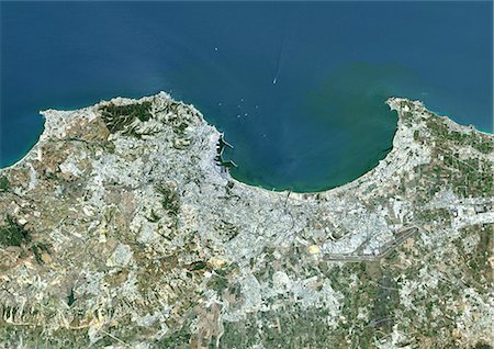 simsearch:872-08082752,k - Colour satellite image of Algiers, Algeria. Image taken on July 17, 2014 with Landsat 8 data. Stock Photo - Rights-Managed, Code: 872-08082702