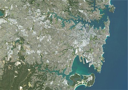 simsearch:872-08082740,k - Colour satellite image of Sydney, Australia. Image taken on August 4, 2014 with Landsat 8 data. Foto de stock - Con derechos protegidos, Código: 872-08082714