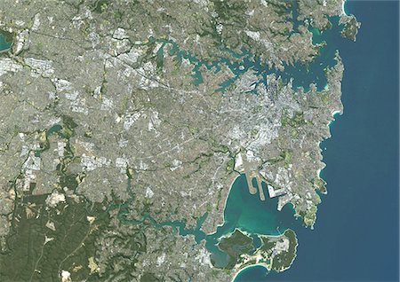 simsearch:872-08082692,k - Colour satellite image of Sydney, Australia. Image taken on August 4, 2014 with Landsat 8 data. Foto de stock - Con derechos protegidos, Código: 872-08082714