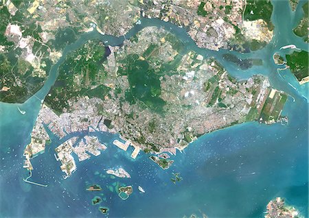 simsearch:872-08082740,k - Colour satellite image of Singapore, Singapore. Image taken on May 13, 2014 with Landsat 8 data. Foto de stock - Con derechos protegidos, Código: 872-08082755