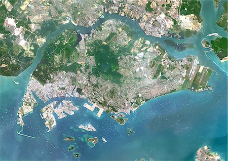 simsearch:872-09185695,k - Colour satellite image of Singapore, Singapore. Image taken on May 13, 2014 with Landsat 8 data. Foto de stock - Con derechos protegidos, Código: 872-08082755