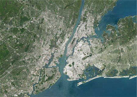 simsearch:872-08082731,k - Colour satellite image of New York City, New York State, USA. Image taken on July 31, 2014 with Landsat 8 data. Foto de stock - Con derechos protegidos, Código: 872-08082777