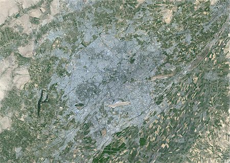 simsearch:872-08082740,k - Colour satellite image of Tashkent, Uzbekistan. Image taken on August 28, 2014 with Landsat 8 data. Foto de stock - Con derechos protegidos, Código: 872-08082779