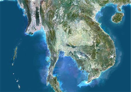 simsearch:872-08082725,k - Colour satellite image of Indochina Peninsula, Asia. Foto de stock - Con derechos protegidos, Código: 872-08082784