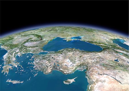 simsearch:872-08082786,k - 3D satellite image of Turkey and the Black Sea. Stock Photo - Rights-Managed, Code: 872-08082791