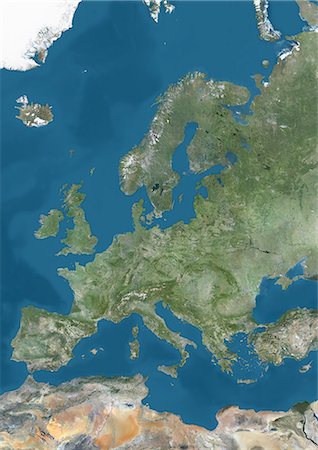 simsearch:872-06053582,k - Satellite view of Europe. This image was compiled from data acquired by Landsat 7 & 8 satellites. Stock Photo - Rights-Managed, Code: 872-08689433