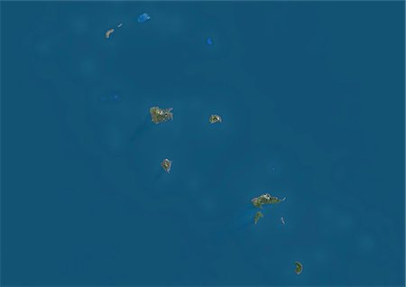 simsearch:872-08689423,k - Satellite view of the Marquesas Islands, French Polynesia. This image was compiled from data acquired by Landsat 8 satellite in 2014. Foto de stock - Con derechos protegidos, Código: 872-08689453