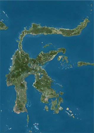 simsearch:872-08689473,k - Satellite view of Sulawesi, Indonesia. This image was compiled from data acquired by Landsat satellites. Foto de stock - Con derechos protegidos, Código: 872-08689475