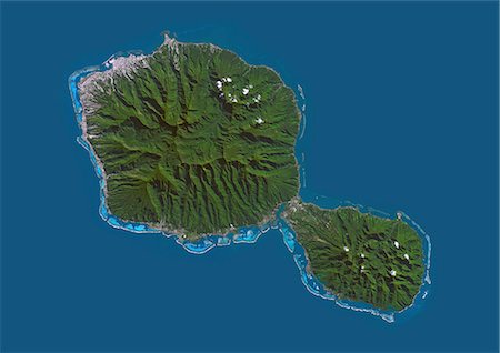 simsearch:872-08689423,k - Satellite view of Tahiti, French Polynesia. This image was compiled from data acquired by Landsat 8 satellite in 2014. Foto de stock - Con derechos protegidos, Código: 872-08689478