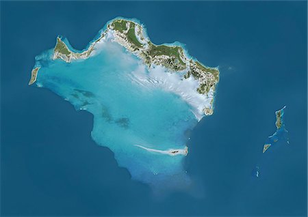 simsearch:872-08689438,k - Satellite view of Turks and Caicos Islands. This image was compiled from data acquired by Landsat satellites. Photographie de stock - Rights-Managed, Code: 872-08689484