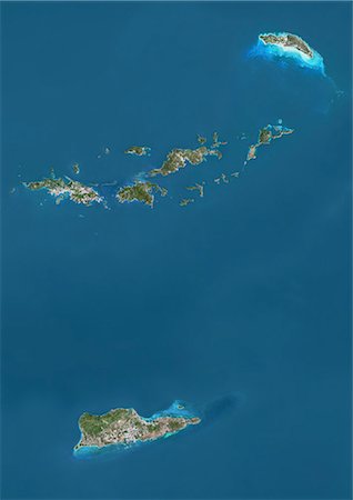 simsearch:872-06054614,k - Satellite view of British and US Virgin Islands. This image was compiled from data acquired by Landsat satellites. Photographie de stock - Rights-Managed, Code: 872-08689488