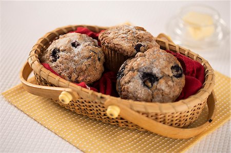 Blueberry muffins in a basket, Chatham Gables Inn, Chatham, MA. Stock Photo - Rights-Managed, Code: 872-08915004