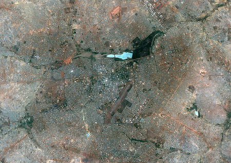 simsearch:872-09185507,k - Color satellite image of Ouagadougou, capital city of Burkina Faso. Image collected on April 20, 2017 by Sentinel-2 satellites. Foto de stock - Con derechos protegidos, Código: 872-09185482