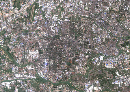 simsearch:872-09185556,k - Color satellite image of Foshan, China. Image collected on November 01, 2017 by Sentinel-2 satellites. Photographie de stock - Rights-Managed, Code: 872-09185536