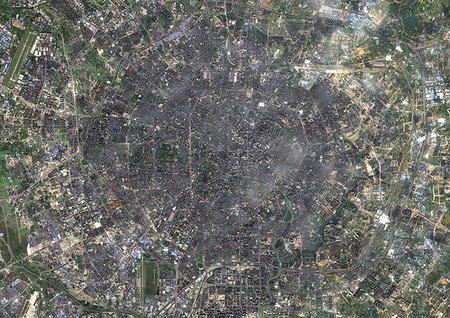simsearch:872-08082729,k - Color satellite image of Chengdu, China. Image collected on August 20, 2016 by Sentinel-2 satellites. Stock Photo - Rights-Managed, Code: 872-09185533