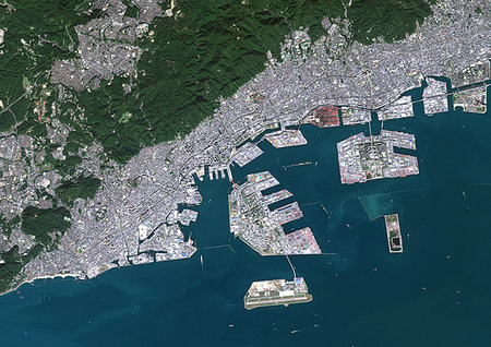 simsearch:872-09185652,k - Color satellite image of Kobe, Japan. Image collected on November 02, 2016 by Sentinel-2 satellites. Photographie de stock - Rights-Managed, Code: 872-09185576
