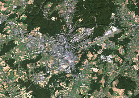 simsearch:872-09185542,k - Color satellite image of Luxembourg City. Image collected on September 25, 2016 by Sentinel-2 satellites. Photographie de stock - Rights-Managed, Code: 872-09185648