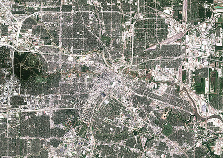 Color satellite image of Houston, Texas, United States. Image collected on September 11, 2017 by Sentinel-2 satellites. Stock Photo - Rights-Managed, Code: 872-09185709