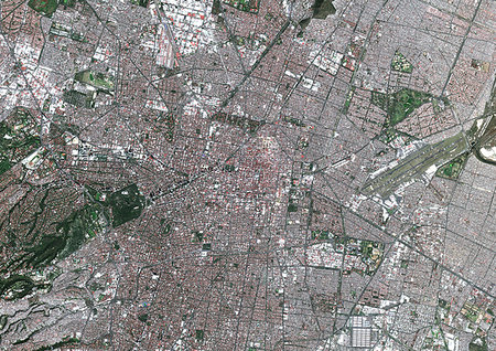 Color satellite image of Mexico City, capital city of Mexico. Image collected on November 28, 2016 by Sentinel-2 satellites. Photographie de stock - Rights-Managed, Code: 872-09185702