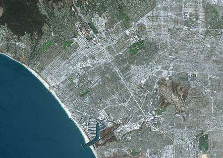 simsearch:872-09185801,k - Color satellite image of Santa Monica, California, United States. Image collected on June 13, 2017 by Sentinel-2 satellites. Photographie de stock - Rights-Managed, Code: 872-09185736