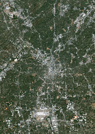 simsearch:872-09185770,k - Color satellite image of Atlanta, Georgia, United States. Image collected on January 30, 2018 by Sentinel-2 satellites. Photographie de stock - Rights-Managed, Code: 872-09185752