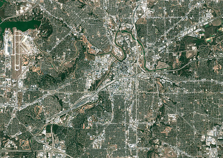 simsearch:872-09185770,k - Color satellite image of Fort Worth, Texas, United States. Image collected on January 30, 2018 by Sentinel-2 satellites. Photographie de stock - Rights-Managed, Code: 872-09185765