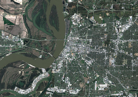 simsearch:872-09185668,k - Color satellite image of Memphis, Tennessee, United States. Image collected on March 22, 2018 by Sentinel-2 satellites. Photographie de stock - Rights-Managed, Code: 872-09185768