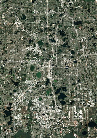 simsearch:872-09185770,k - Color satellite image of Orlando, Florida, United States. Image collected on February 18, 2018 by Sentinel-2 satellites. Photographie de stock - Rights-Managed, Code: 872-09185780