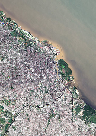 simsearch:872-08082717,k - Color satellite image of Buenos Aires, capital city of Argentina. Image collected on April 14, 2017 by Sentinel-2 satellites. Foto de stock - Con derechos protegidos, Código: 872-09185818
